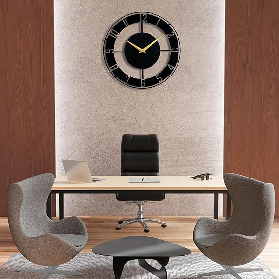Metallic Analog Wall Clock for Home & Office – Stylish Large Wall Decor (40 x 40 cm) | Modern Design, Battery Included