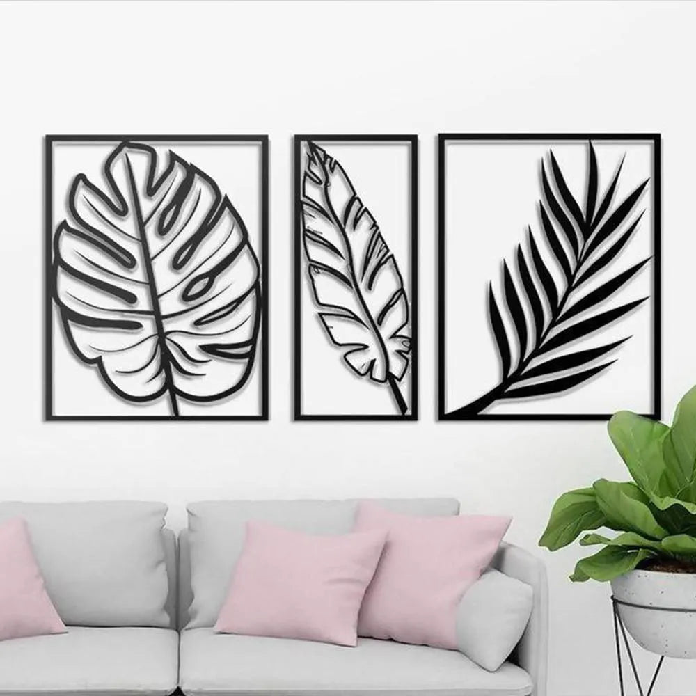 Banana, Monstera, Fern Leaves Metal Art
