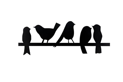 Birds on Line Metal Wall Decor – Modern Black Metal Wall Art for Living Room, Bedroom & Office | 41 x 15 cm Elegant Home Interior Hanging