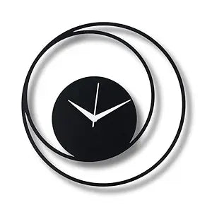 Luxurious Modern Metallic Analog Wall Clock for Home, Office, Living Room, Bedroom, Kids Room and Kitchen | Stylish Latest Home Decor | (35 X 35 Cm) | Black Color (Battery Included)