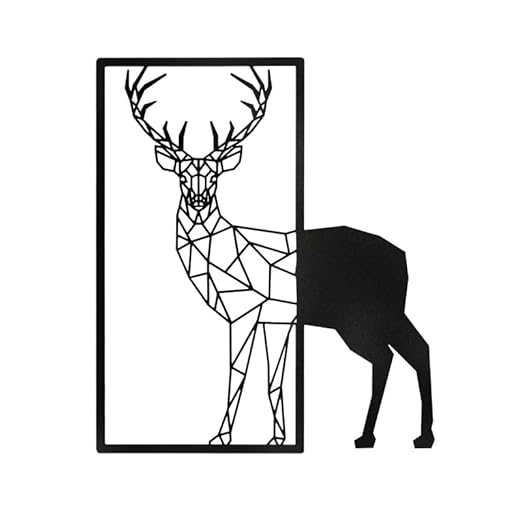 Aesthetic Laser-Cut Reindeer Deer Metal Wall Art | Premium Black Wall Hanging Decor Frame for Home & Office Interiors (35 x 40 cm)