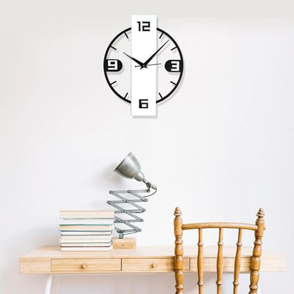 Modern 3D Rectangle Metallic Wall Clock for Living Room, Bedroom & Office | Stylish Black & White Home Decor (40 x 32 cm)