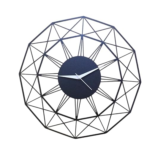 Geometric Metallic Analog Wall Clock for Living Room, Bedroom, Kids Room and Kitchen | (40 X 40 CM) Stylish Latest Home Decor | Black Color (Battery Included)