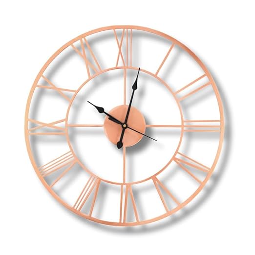 Luxurious Roman Metallic Analog Wall Clock for Home, Office, Living Room, Bedroom, Kids Room and Kitchen | Big Size Stylish Latest Home Decor | (40 x 40 cm)