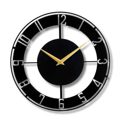 Metallic Analog Wall Clock for Home & Office – Stylish Large Wall Decor (40 x 40 cm) | Modern Design, Battery Included