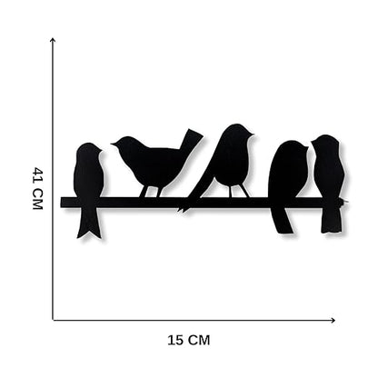 Birds on Line Metal Wall Decor – Modern Black Metal Wall Art for Living Room, Bedroom & Office | 41 x 15 cm Elegant Home Interior Hanging