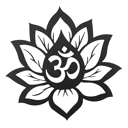 Om Symbol Lotus Black Metal Wall Decor for Living Room, Bedroom & Office | Spiritual Wall Art for Home, Meditation & Pooja Room Interior | Size 38 x 38 cm