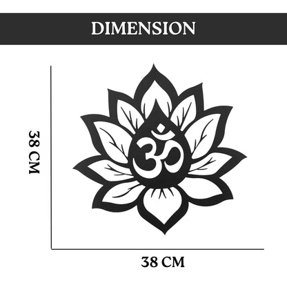 Om Symbol Lotus Black Metal Wall Decor for Living Room, Bedroom & Office | Spiritual Wall Art for Home, Meditation & Pooja Room Interior | Size 38 x 38 cm