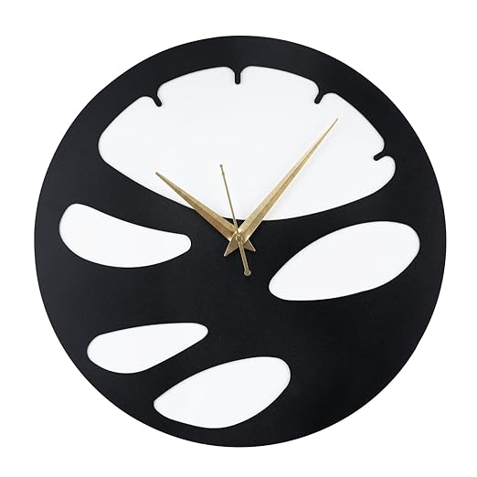 Metal Analog Wall Clock for Living Room, Bedroom, Office & Hall | Stylish Modern Home Decor Wall Clock | Battery Operated | Contemporary Minimal Round Design | Black
