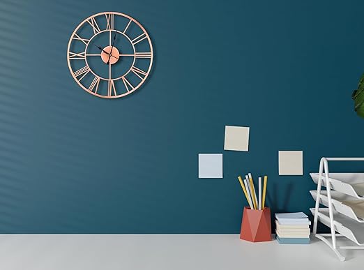 Luxurious Roman Metallic Analog Wall Clock for Home, Office, Living Room, Bedroom, Kids Room and Kitchen | Big Size Stylish Latest Home Decor | (40 x 40 cm)
