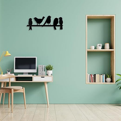 Birds on Line Metal Wall Decor – Modern Black Metal Wall Art for Living Room, Bedroom & Office | 41 x 15 cm Elegant Home Interior Hanging