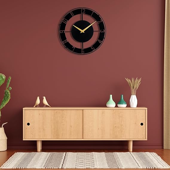 Metallic Analog Wall Clock for Home & Office – Stylish Large Wall Decor (40 x 40 cm) | Modern Design, Battery Included