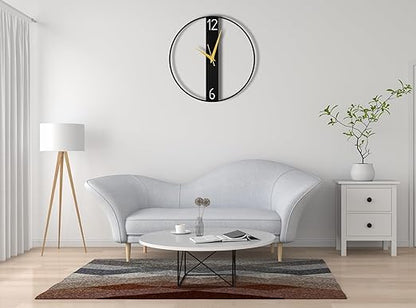 Modern Metallic Analog Wall Clock for Living Room, Bedroom, Kids Room and Kitchen | (40 X 40 CM) |lack Color (Battery Included)