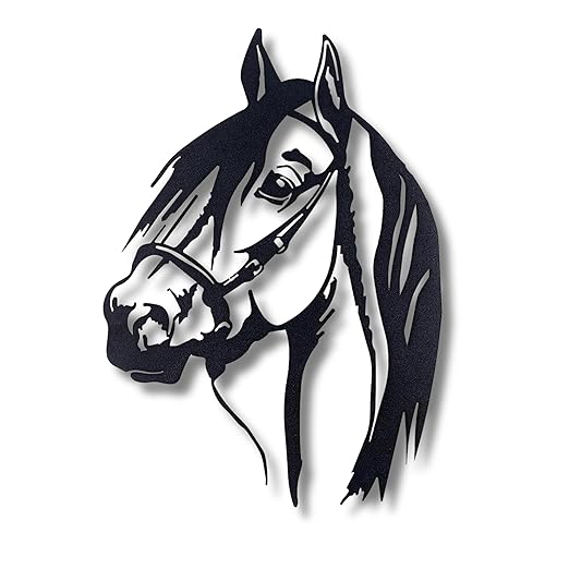Horse Head Antique Metal Wall Art for Living Room, Bedroom, Office | Ideal for Home & Office Interior | Big Size - (64 x 43 CM) Black Color
