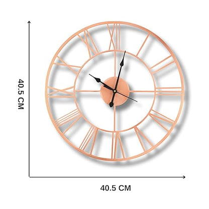 Luxurious Roman Metallic Analog Wall Clock for Home, Office, Living Room, Bedroom, Kids Room and Kitchen | Big Size Stylish Latest Home Decor | (40 x 40 cm)
