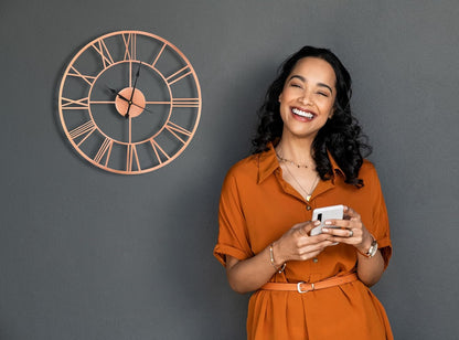 Luxurious Roman Metallic Analog Wall Clock for Home, Office, Living Room, Bedroom, Kids Room and Kitchen | Big Size Stylish Latest Home Decor | (40 x 40 cm)