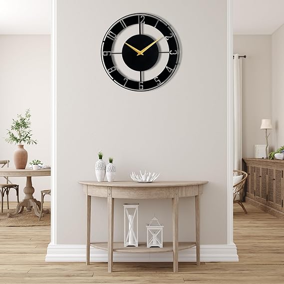 Metallic Analog Wall Clock for Home & Office – Stylish Large Wall Decor (40 x 40 cm) | Modern Design, Battery Included