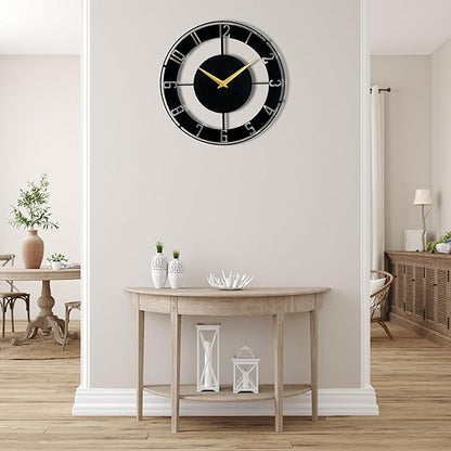 Metallic Analog Wall Clock for Home & Office – Stylish Large Wall Decor (40 x 40 cm) | Modern Design, Battery Included
