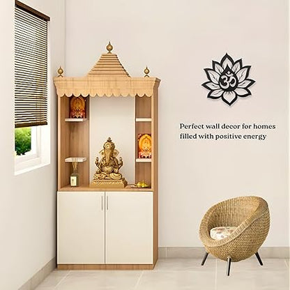 Om Symbol Lotus Black Metal Wall Decor for Living Room, Bedroom & Office | Spiritual Wall Art for Home, Meditation & Pooja Room Interior | Size 38 x 38 cm