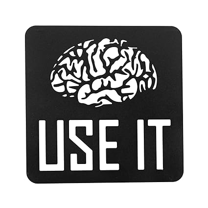 USE IT Brain Quote Black Metal Wall Decor for Living Room, Bedroom, Office & Study Room | Motivational Modern Wall Art for Home & Workspace Interior | Size 30 x 30 cm