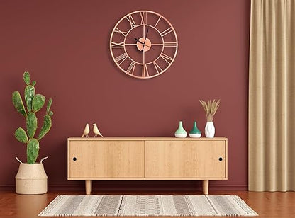 Luxurious Roman Metallic Analog Wall Clock for Home, Office, Living Room, Bedroom, Kids Room and Kitchen | Big Size Stylish Latest Home Decor | (40 x 40 cm)