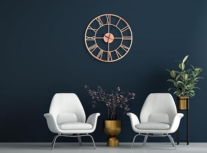 Luxurious Roman Metallic Analog Wall Clock for Home, Office, Living Room, Bedroom, Kids Room and Kitchen | Big Size Stylish Latest Home Decor | (40 x 40 cm)