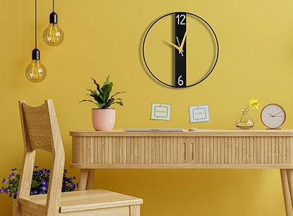 Modern Metallic Analog Wall Clock for Living Room, Bedroom, Kids Room and Kitchen | (40 X 40 CM) |lack Color (Battery Included)