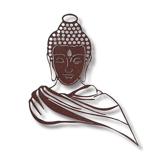 Lord Buddha Antique Metal Wall Art for Living Room, Bedroom, Office | Ideal for Home & Office Interior | Big Size - (45 x 38 cm) Brown Color