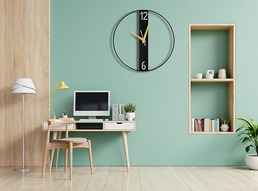 Modern Metallic Analog Wall Clock for Living Room, Bedroom, Kids Room and Kitchen | (40 X 40 CM) |lack Color (Battery Included)