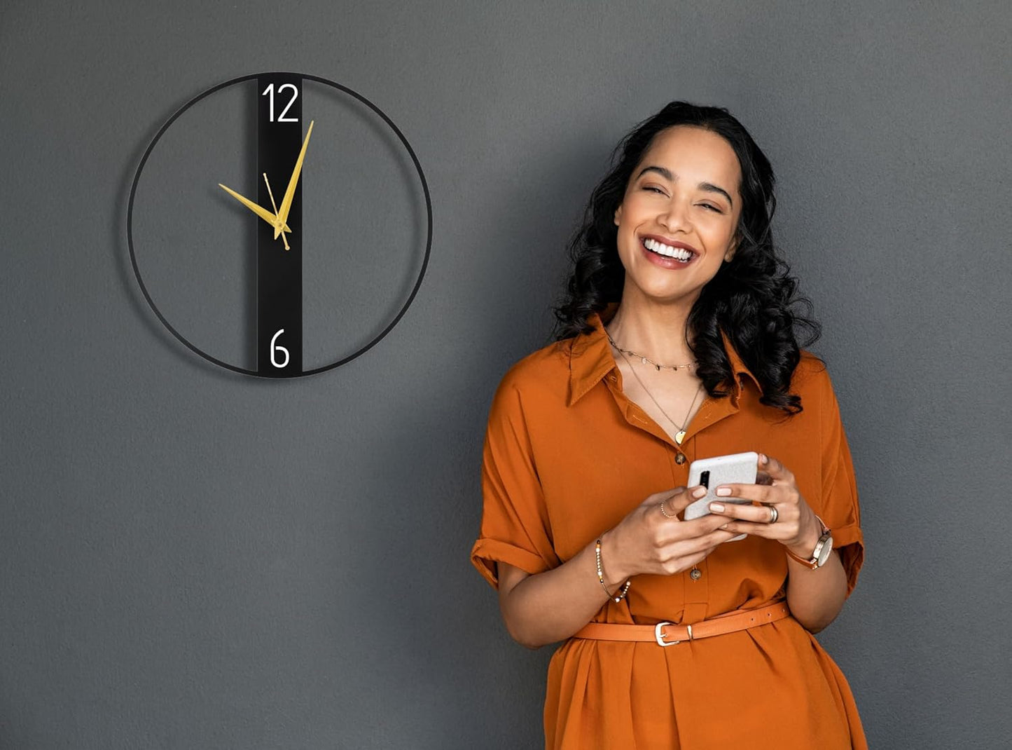 Modern Metallic Analog Wall Clock for Living Room, Bedroom, Kids Room and Kitchen | (40 X 40 CM) |lack Color (Battery Included)