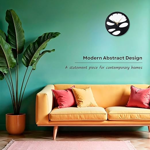 Metal Analog Wall Clock for Living Room, Bedroom, Office & Hall | Stylish Modern Home Decor Wall Clock | Battery Operated | Contemporary Minimal Round Design | Black