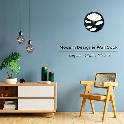 Metal Analog Wall Clock for Living Room, Bedroom, Office & Hall | Stylish Modern Home Decor Wall Clock | Battery Operated | Contemporary Minimal Round Design | Black