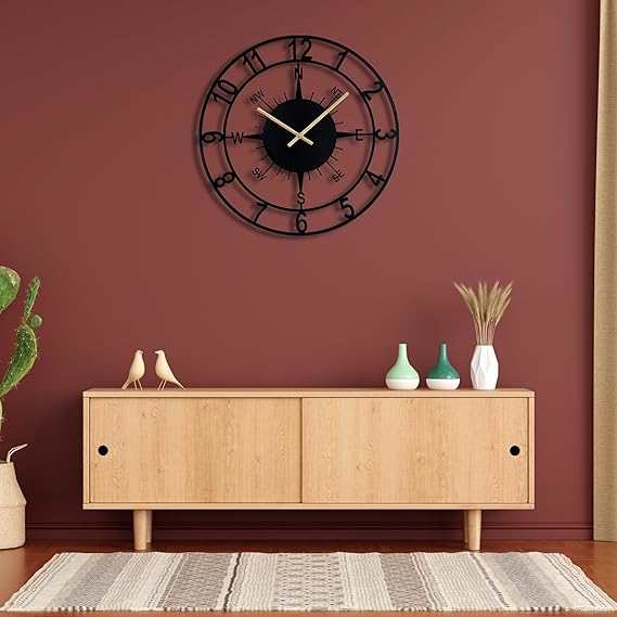 Metallic Analog Wall Clock for Home, Office, Living Room, Bedroom, Kids Room and Kitchen (40 x 40 cm) | Big Size Stylish Latest Home Decor | (Battery Included)