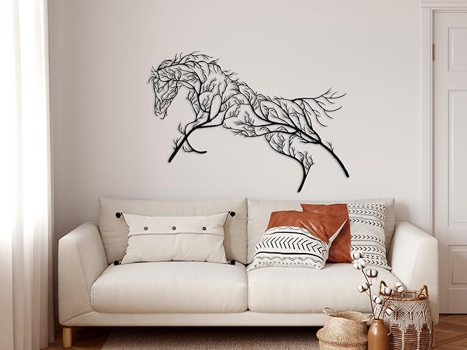 Geometric Horse Metal Wall Art – Tree Farmhouse Home Décor