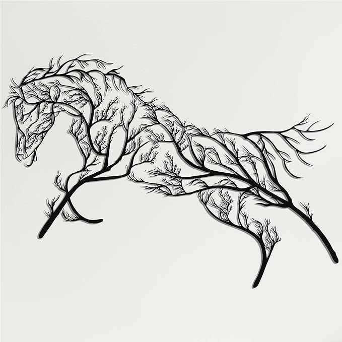 Geometric Horse Metal Wall Art – Tree Farmhouse Home Décor