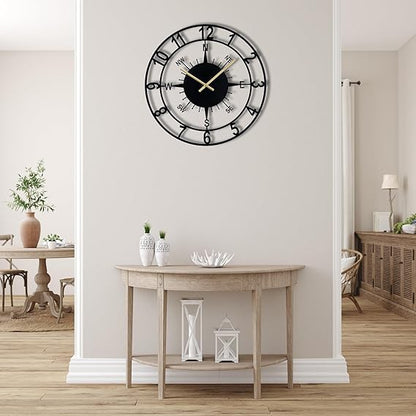 Metallic Analog Wall Clock for Home, Office, Living Room, Bedroom, Kids Room and Kitchen (40 x 40 cm) | Big Size Stylish Latest Home Decor | (Battery Included)