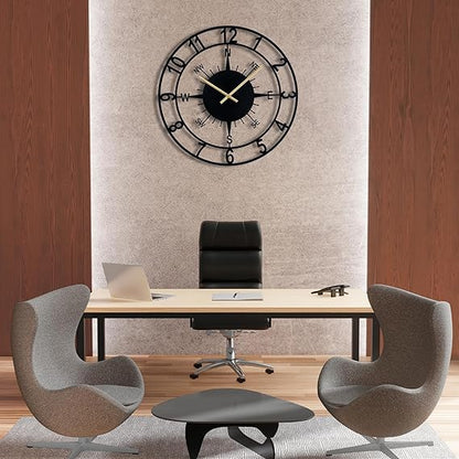 Metallic Analog Wall Clock for Home, Office, Living Room, Bedroom, Kids Room and Kitchen (40 x 40 cm) | Big Size Stylish Latest Home Decor | (Battery Included)