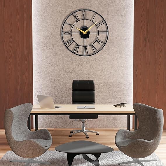 Metallic Analog Wall Clock for Home & Office – Stylish Large Wall Decor (40 x 40 cm) | Modern Design, Battery Included