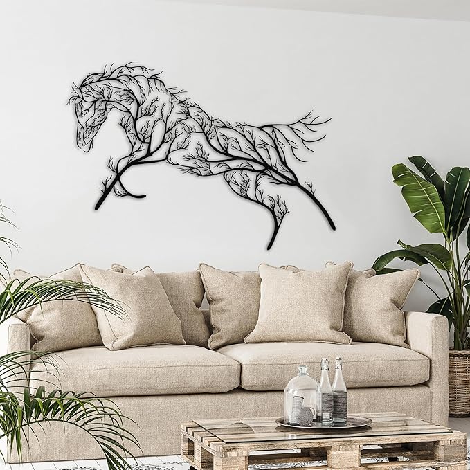 Geometric Horse Metal Wall Art – Tree Farmhouse Home Décor