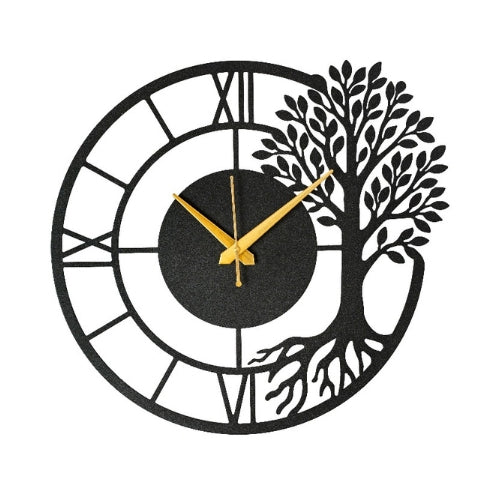Modern Metallic Tree Design Analog Wall Clock – 40x40 cm