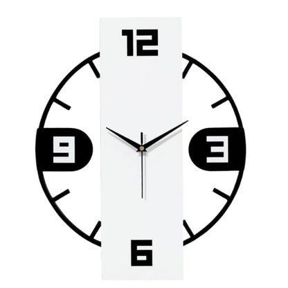 Modern 3D Rectangle Metallic Wall Clock for Living Room, Bedroom & Office | Stylish Black & White Home Decor (40 x 32 cm)