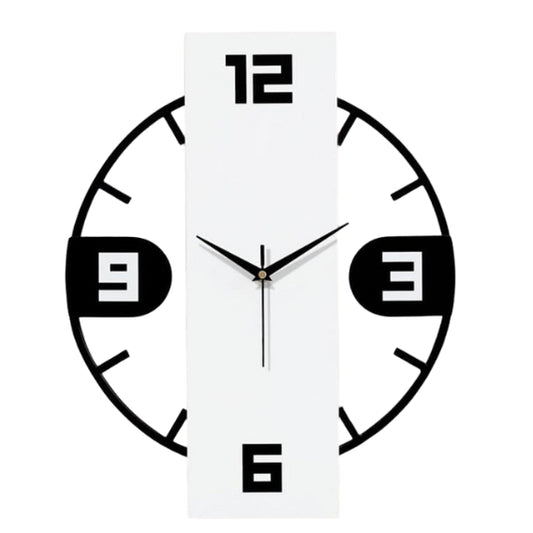 Modern 3D Rectangle Metallic Wall Clock for Living Room, Bedroom & Office | Stylish Black & White Home Decor (40 x 32 cm)