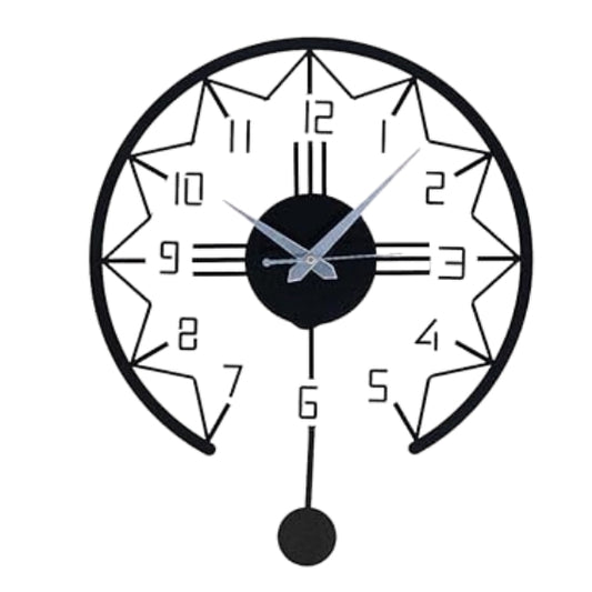 Luxurious Pendulum Metallic Wall Clock for Home & Office – Stylish Black Analog Design, Modern Large Wall Decor (34 x 40 cm) | Battery Included