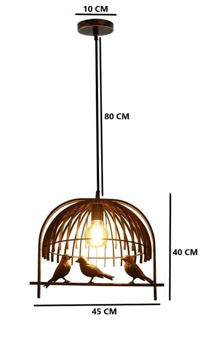 Copper Bird Cage Hanging Pendant Light