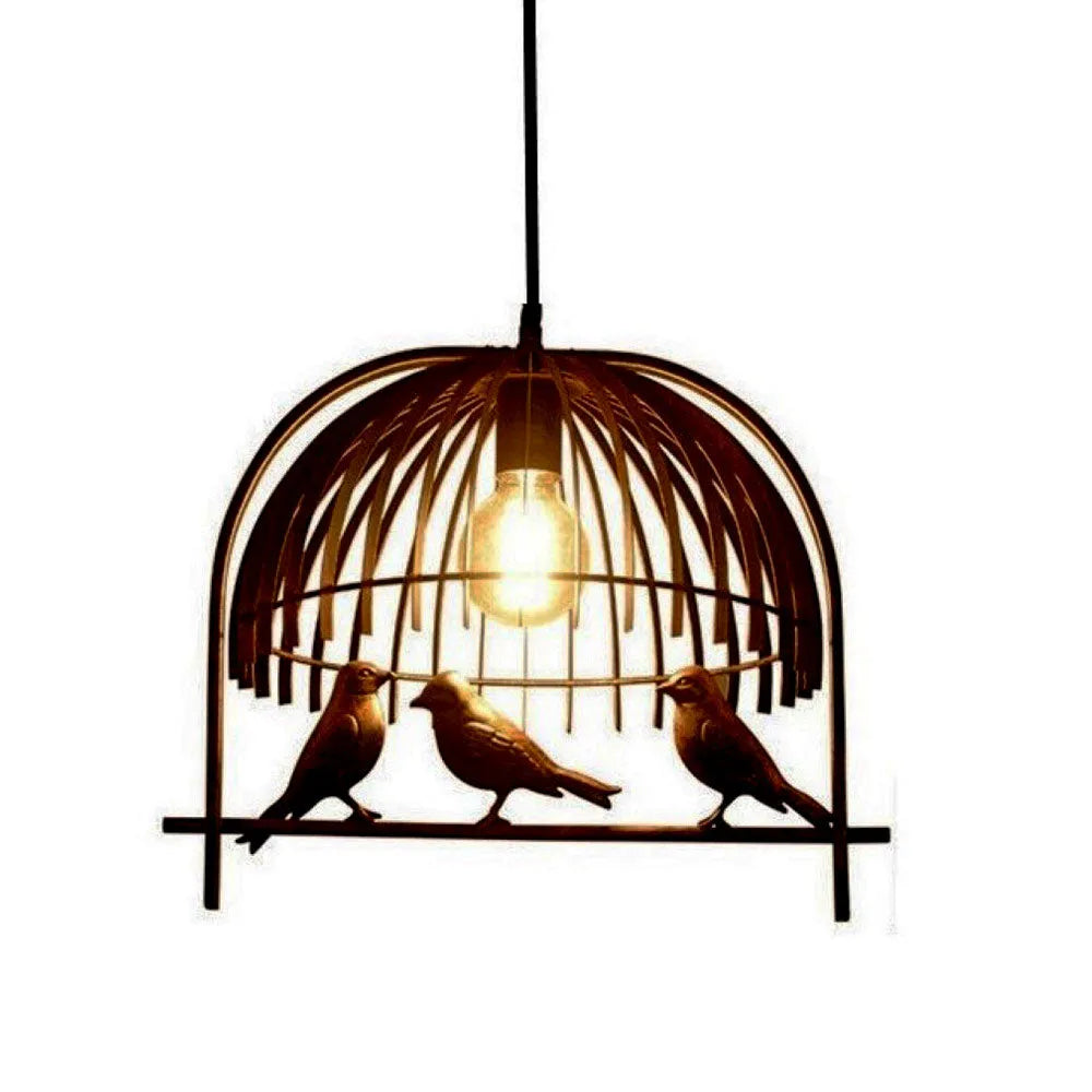 Copper Bird Cage Hanging Pendant Light