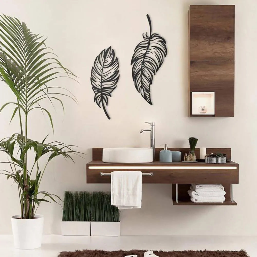 Twin Feather Metal Wall art Set Of 2