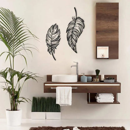 Twin Feather Metal Wall art Set Of 2