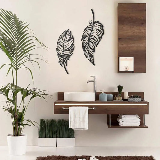 Twin Feather Metal Wall art Set Of 2