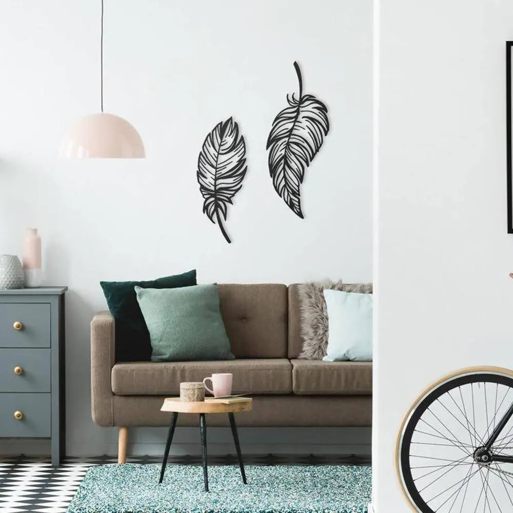 Twin Feather Metal Wall art Set Of 2