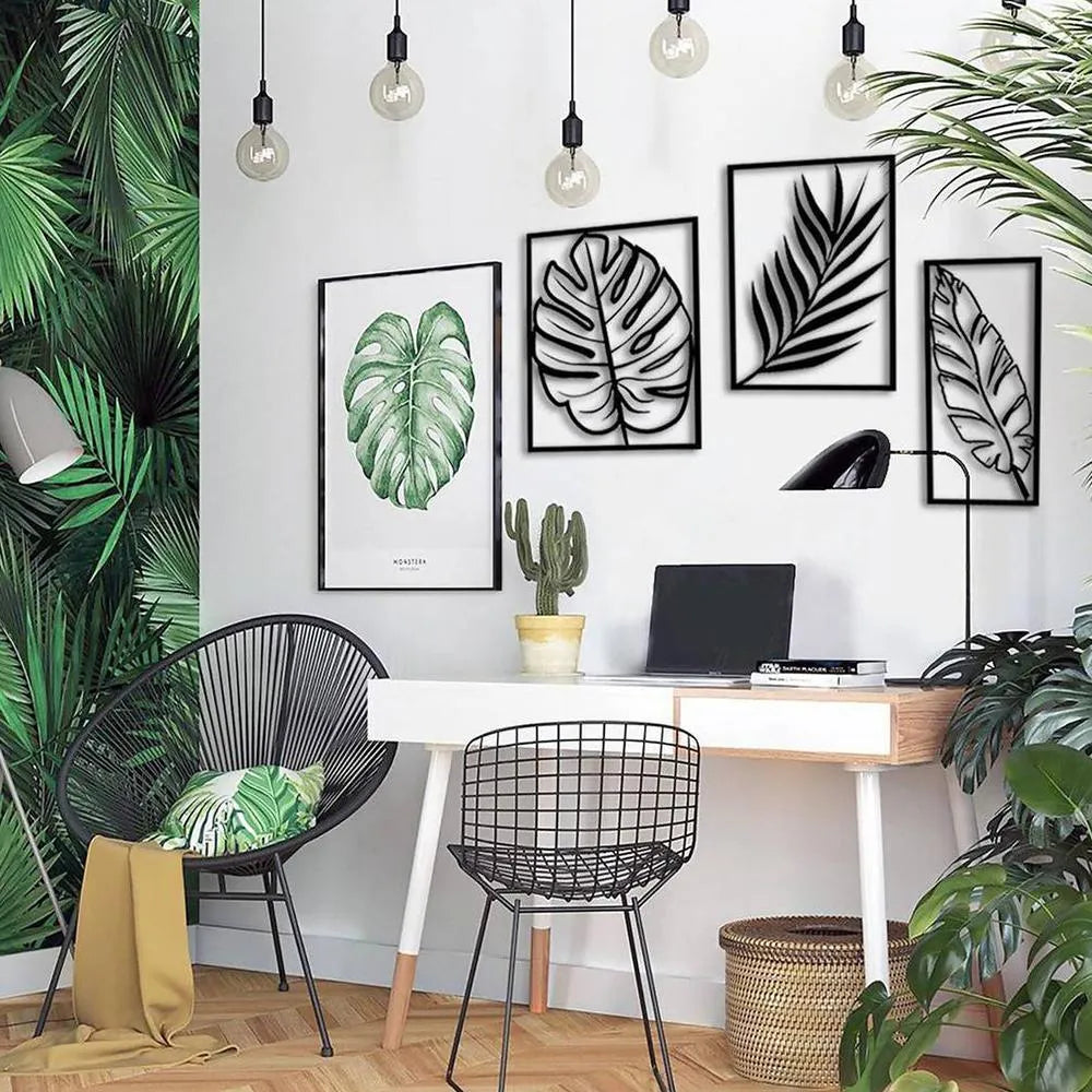 Banana, Monstera, Fern Leaves Metal Art